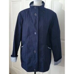 Mackintosh NewEngland Womens Large Navy Blue Lined Rain Coat Jacket Windreaker